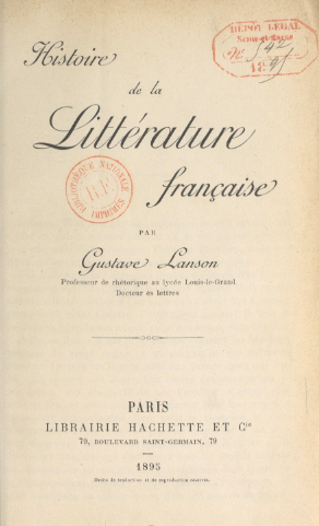 Histoire de la littérature française de Lanson