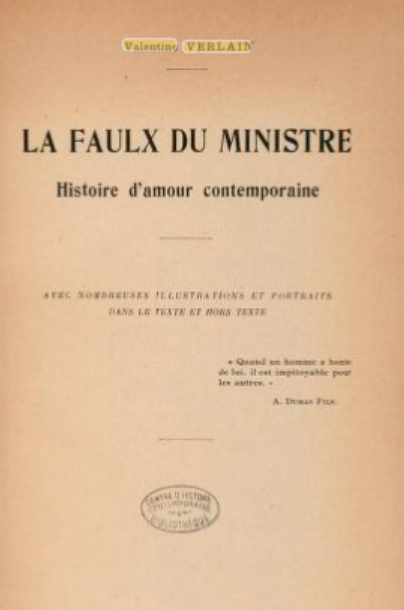 La Faulx du ministre, page de couverture